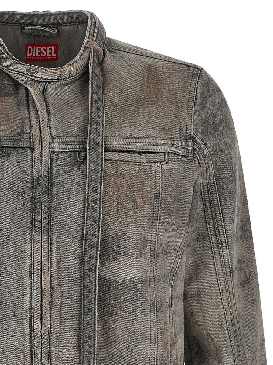 Diesel D Vulmar Fsi Jacket For Men Luxury Satin Denim With Textured Hardware Details