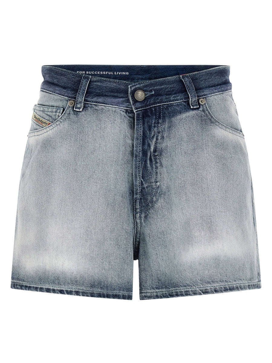 Diesel De Helios Fsi Shorts Light Blue Denim High Waist Five Pockets