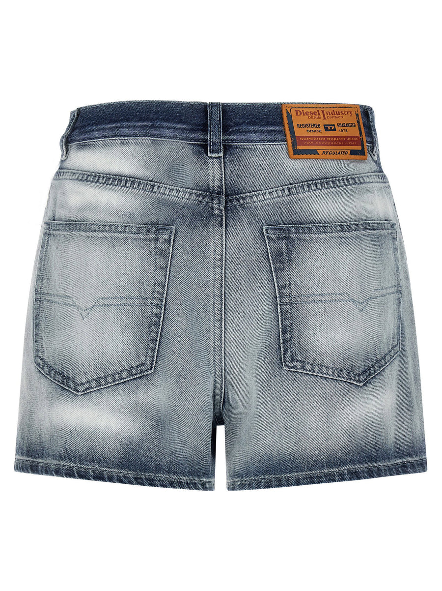 Diesel De Helios Fsi Shorts Light Blue Denim High Waist Five Pockets
