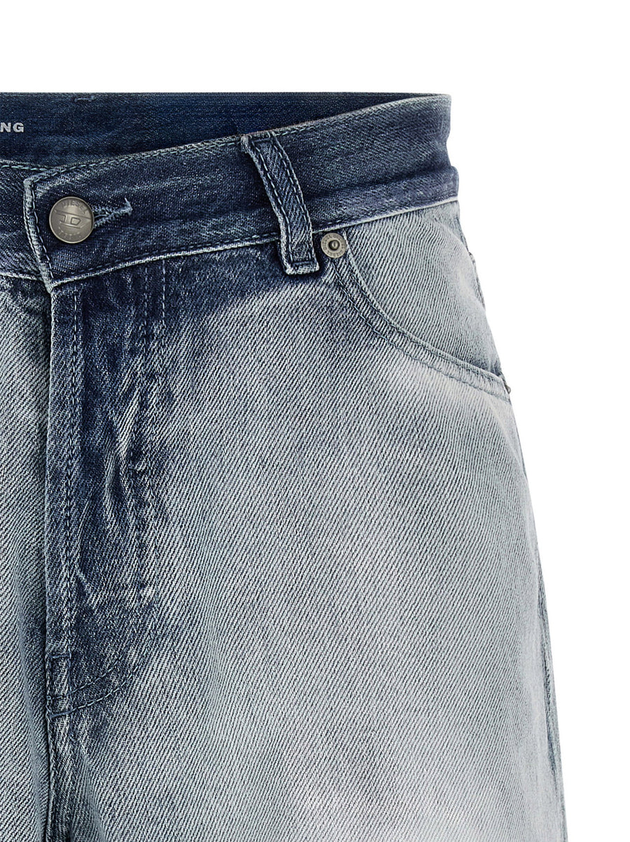 Diesel De Helios Fsi Shorts Light Blue Denim High Waist Five Pockets