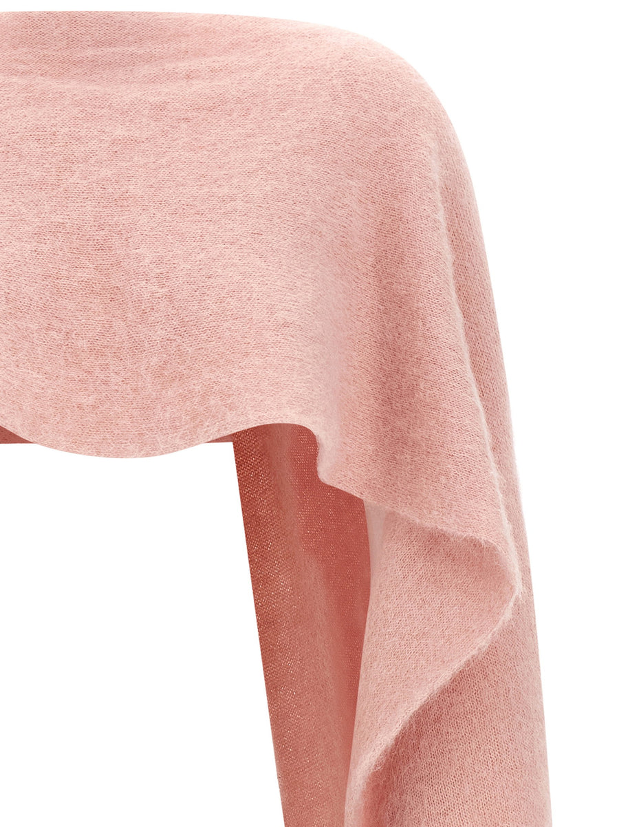Moschino Glove Cape For Women Warm Pink Gauze Mohair Cape With Integrated Gloves Dramatic Couture Outerwear