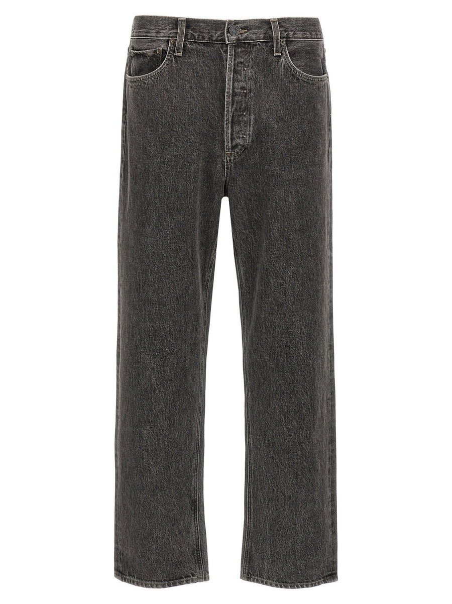 Agolde 90s Jeans Unisex Gray Organic Cotton Premium Denim With Mid Waist And Straight Leg