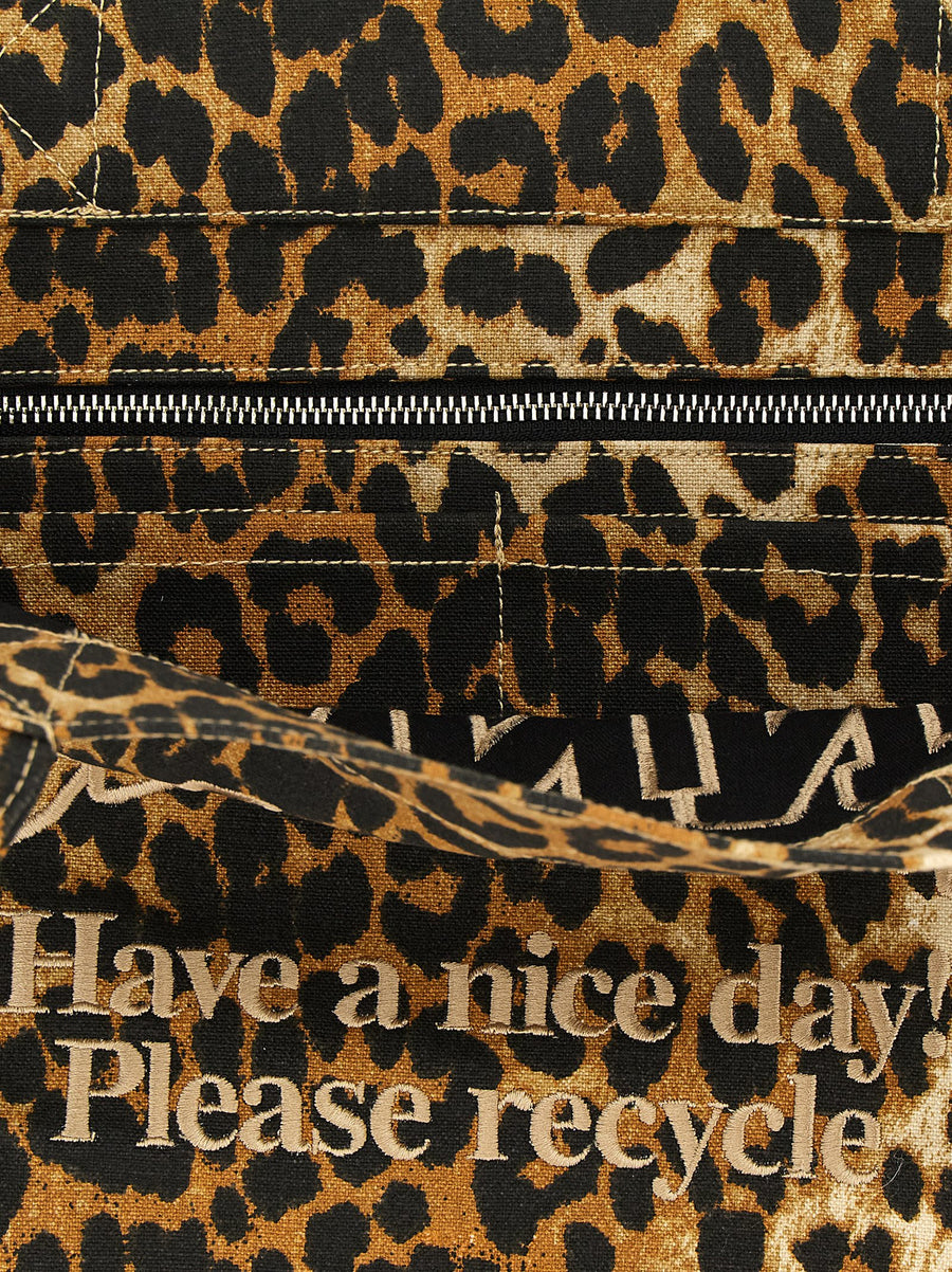 Ganni Leopard Large Shopping Bag