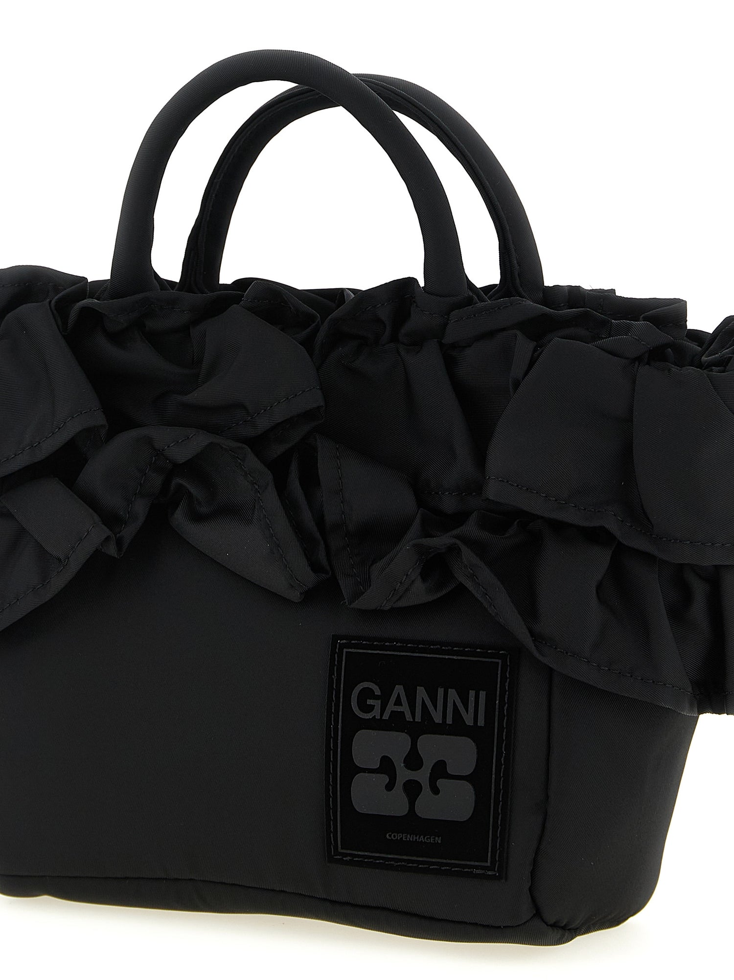Ganni Mini Shopper Ruffle Handbag