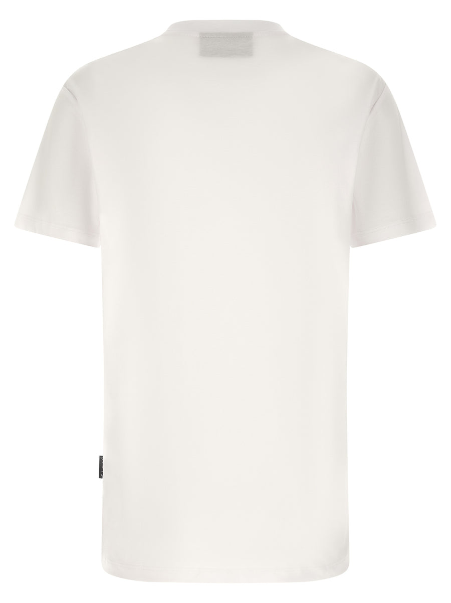 Philipp Plein Hexagon T Shirt For Men White Cotton Jersey With Front Hexagon Patch Luxury