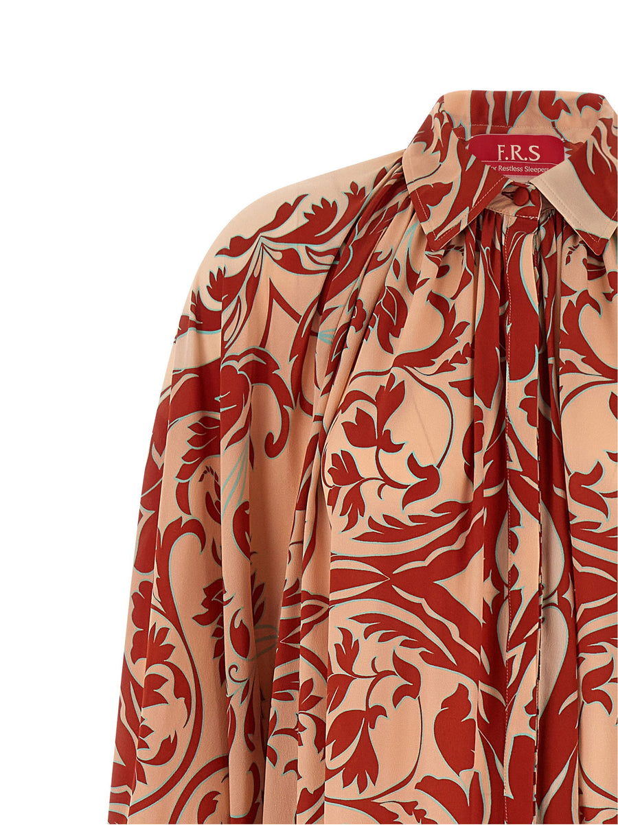 Europa Dress by F.r.s. For Restless Sleepers Pure Silk Crepe De Chine Maxi Chemisier Silhouette Braque Print Women