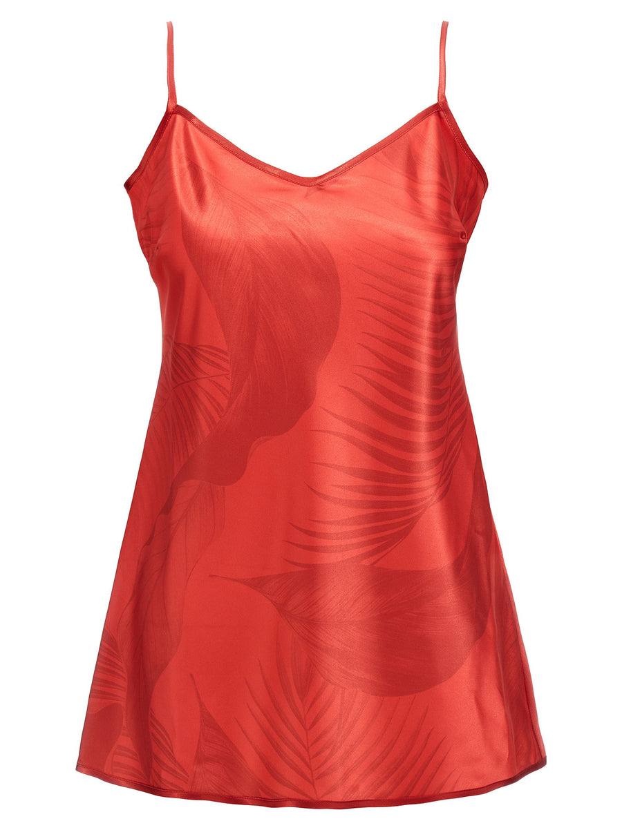Toosa Top By FRS Red Satin Twill With Thin Straps V-Neck For Women Effortless Day To Night Wardrobe