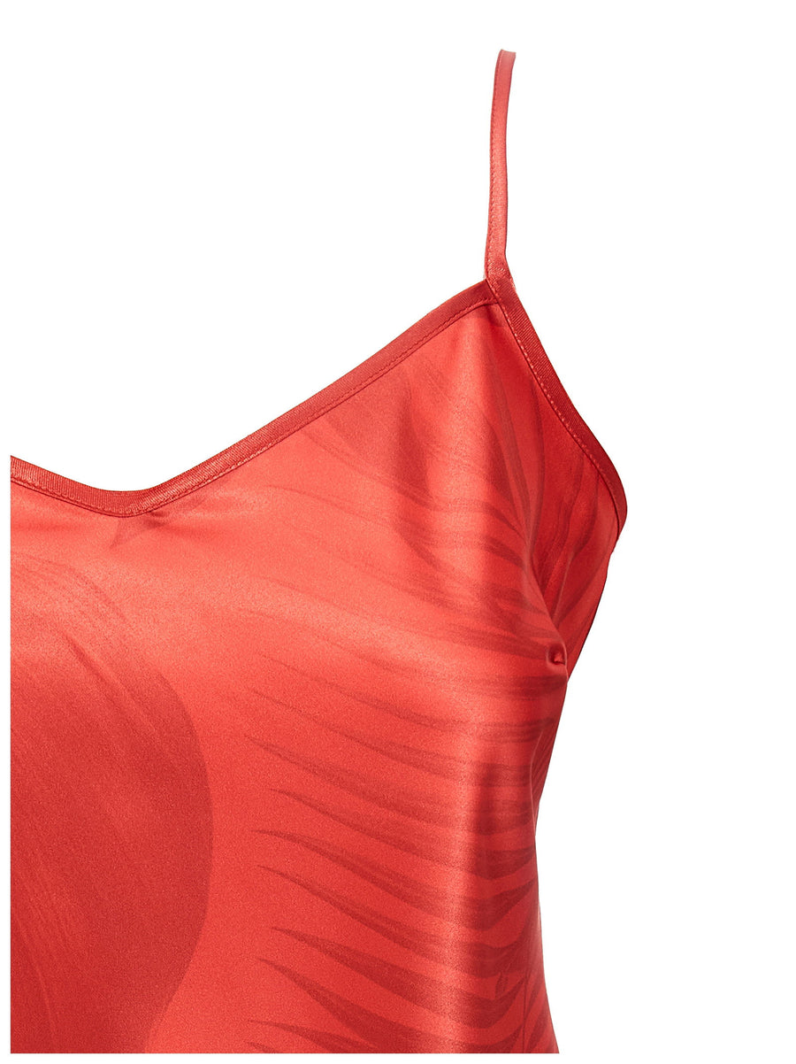 Toosa Top By FRS Red Satin Twill With Thin Straps V-Neck For Women Effortless Day To Night Wardrobe