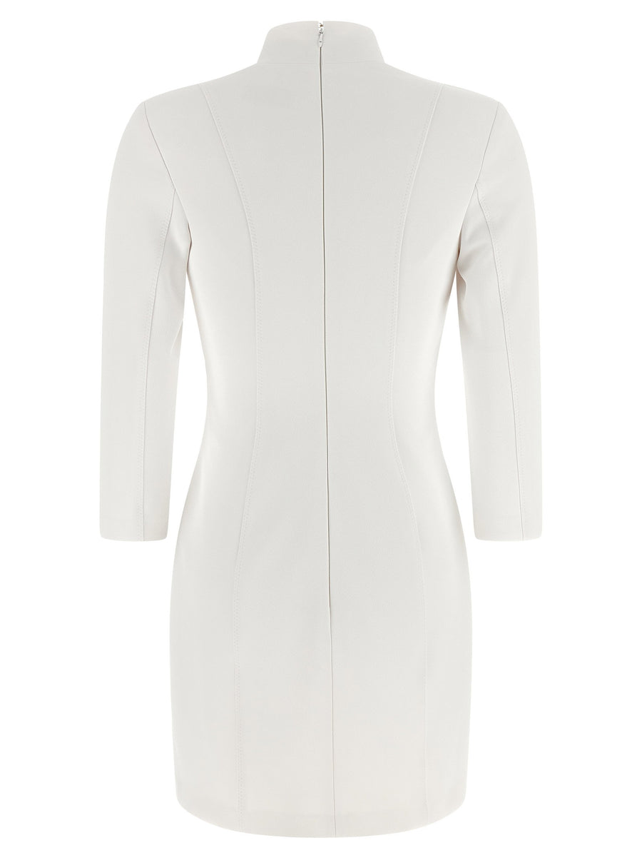 Elisabetta Franchi Logo Dress With Elastic Bands White Double-Stretch Crepe Mini For Women Day-To-Night Chic