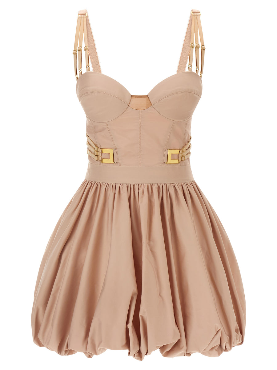 Elisabetta Franchi Corset Dress Pink Taffeta Mini Balloon Skirt For Women Elegant Event Wear