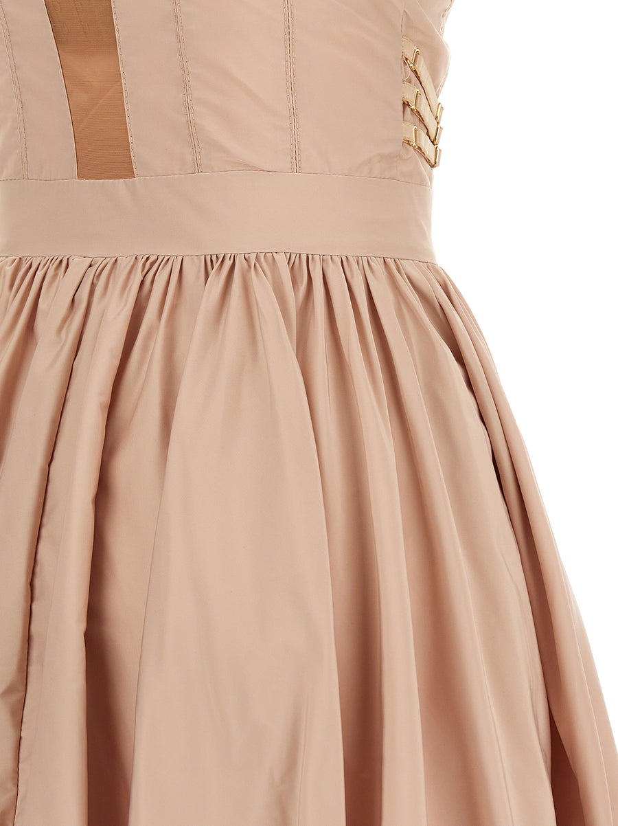 Elisabetta Franchi Corset Dress Pink Taffeta Mini Balloon Skirt For Women Elegant Event Wear