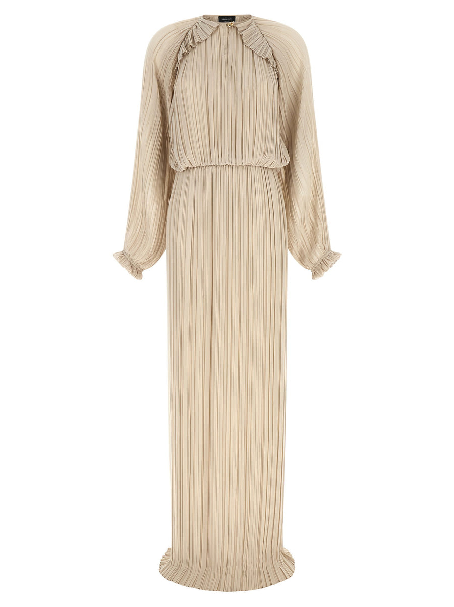 Fabiana Filippi Beige Long Pleated Dress 100 Percent Polyester