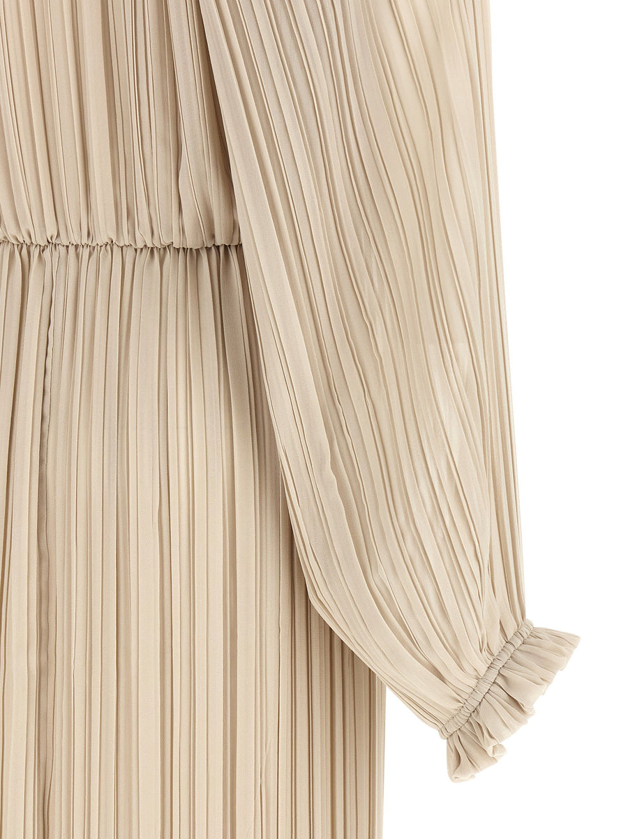 Fabiana Filippi Beige Long Pleated Dress 100 Percent Polyester