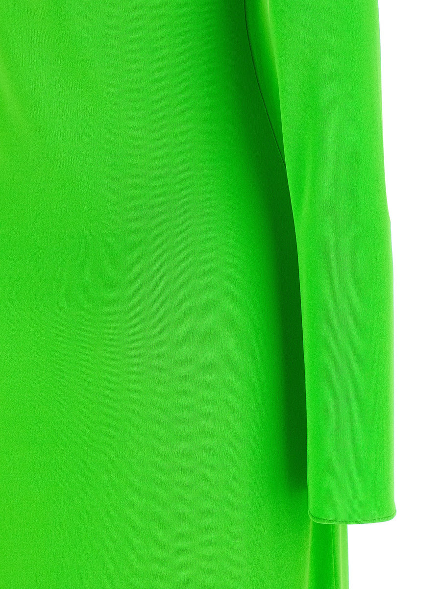 Tom Ford Long Sleeve Slash Front Green Evening Dress for Women with Cutout and Front Pincer Luxe Sculpted Silhouette