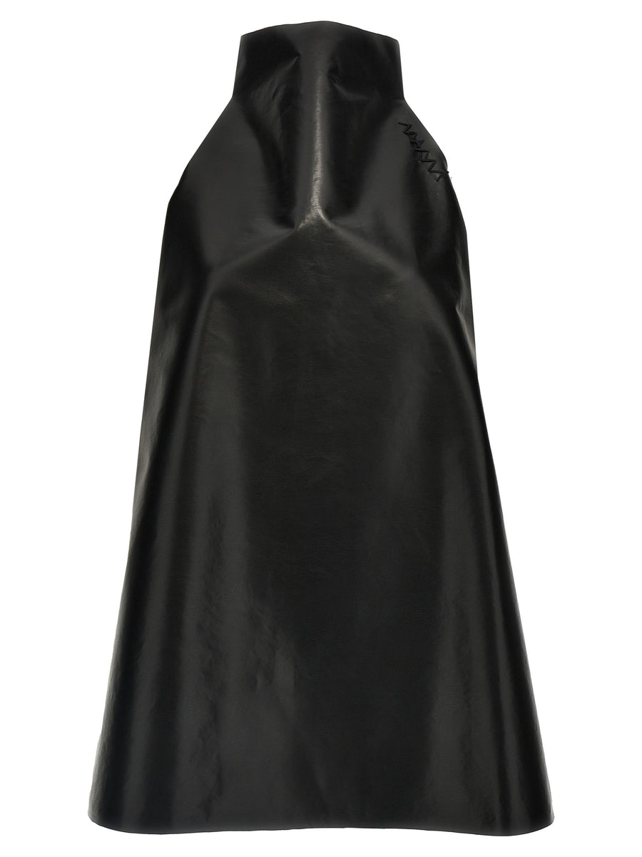 Marni Trapeze Dress Two Tone Black Brown Nylon Sustainable Luxury With Subtle Logo Embroidery For Women Oversized