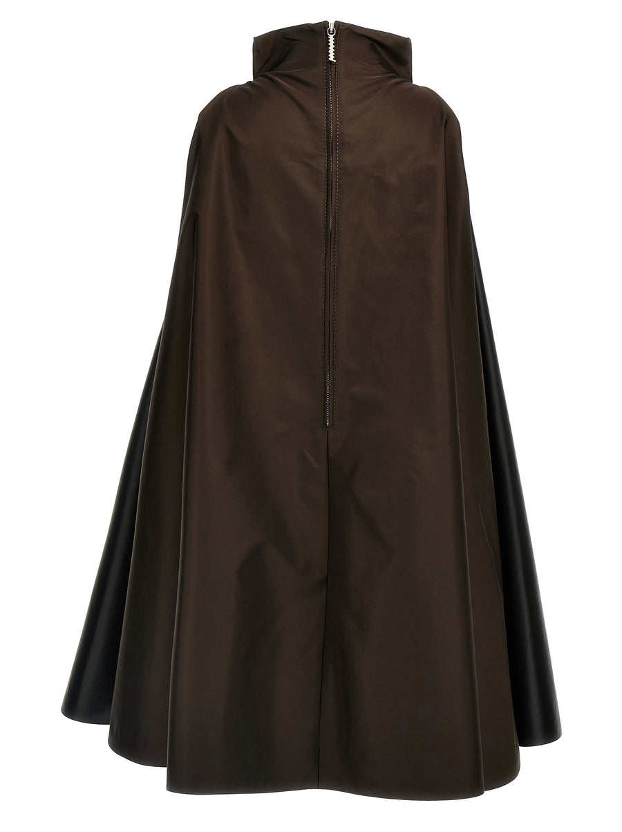 Marni Trapeze Dress Two Tone Black Brown Nylon Sustainable Luxury With Subtle Logo Embroidery For Women Oversized