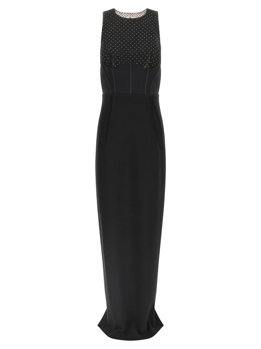 Elisabetta Franchi Red Carpet Dress For Women Crystal Embellished Couture Inspired Floor Length Gown