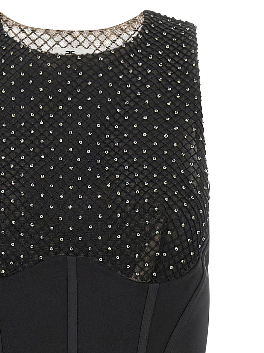 Elisabetta Franchi Red Carpet Dress For Women Crystal Embellished Couture Inspired Floor Length Gown