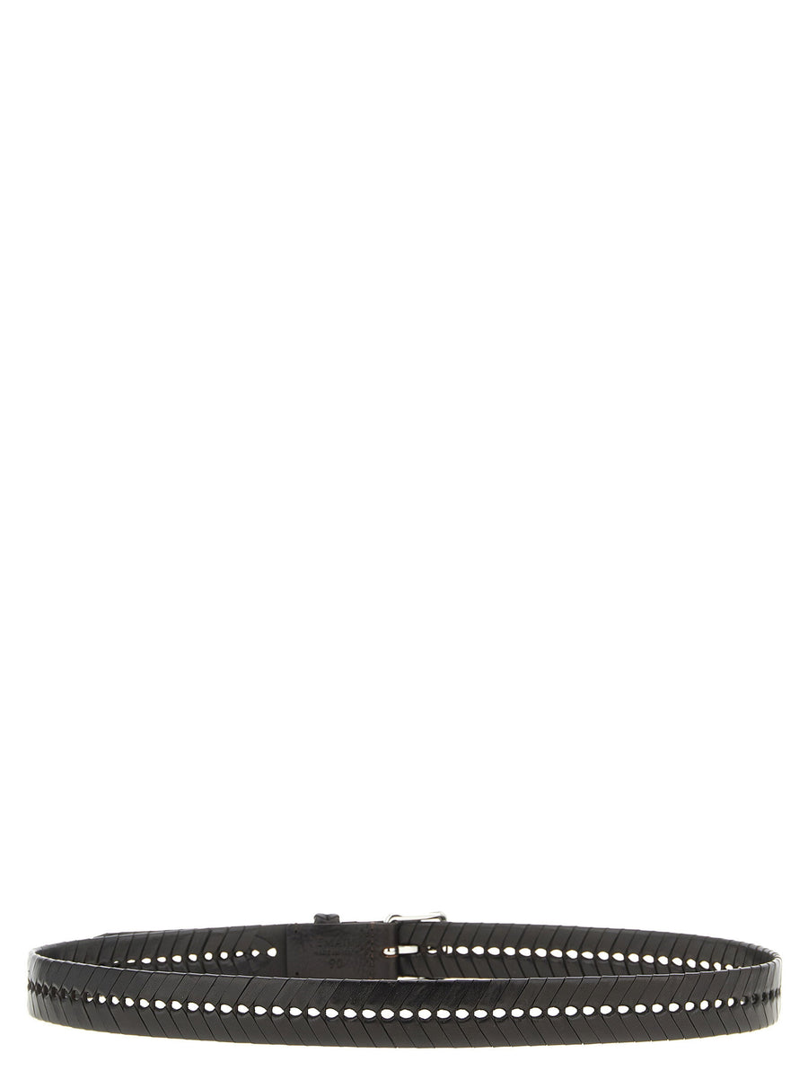 Lemaire Braided Calfskin Leather Belt Very Dark Brown With Metal Buckle
