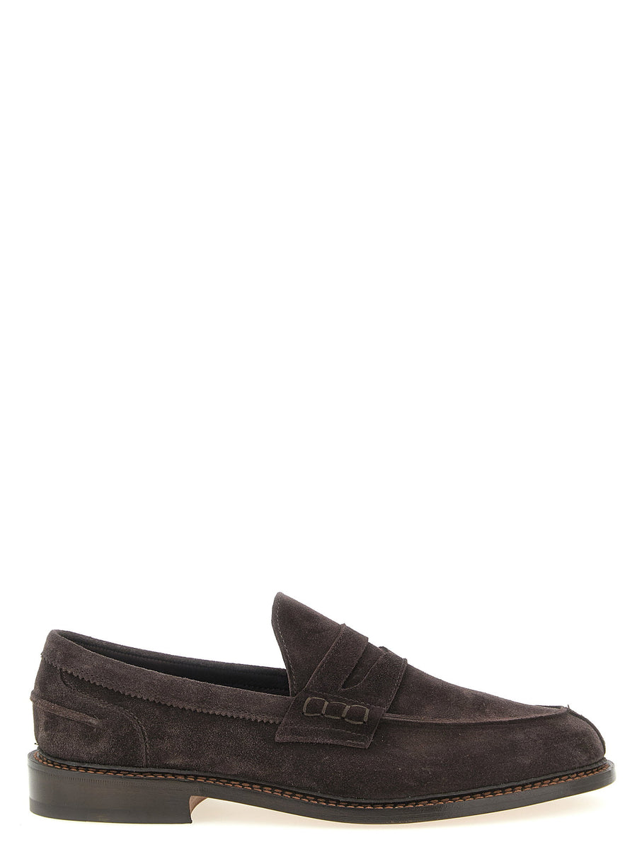 Tricker's Adam Loafers Unlined Suede Penny Moccasins Brown Leather