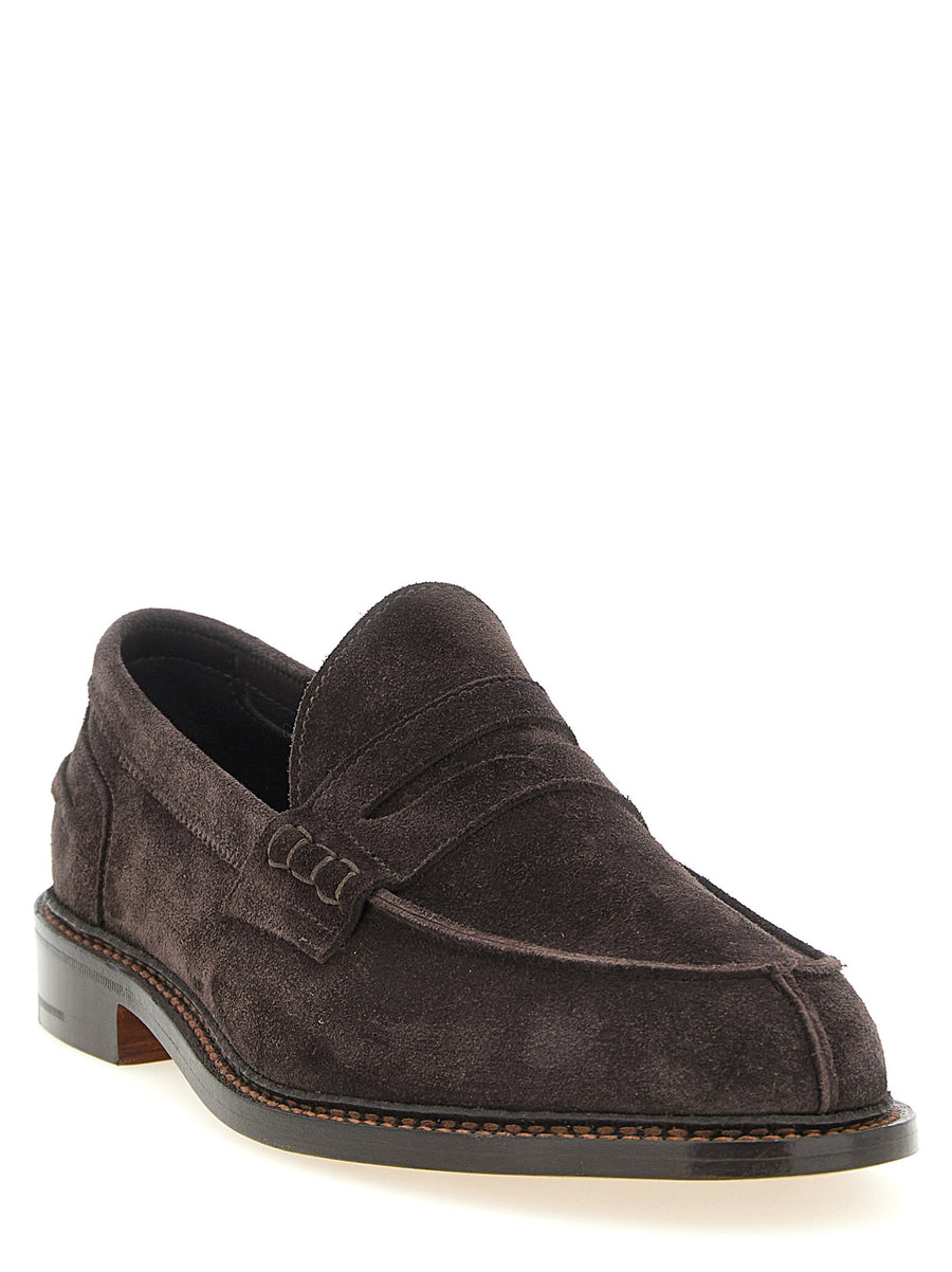 Tricker's Adam Loafers Unlined Suede Penny Moccasins Brown Leather