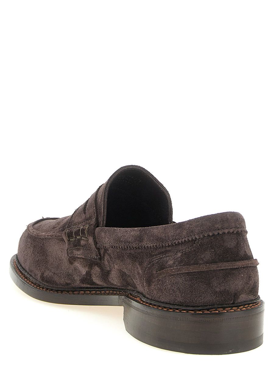 Tricker's Adam Loafers Unlined Suede Penny Moccasins Brown Leather