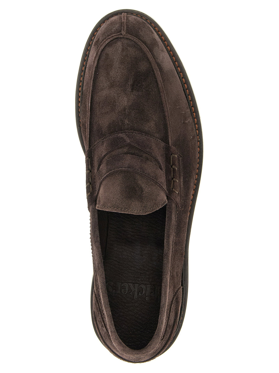 Tricker's Adam Loafers Unlined Suede Penny Moccasins Brown Leather