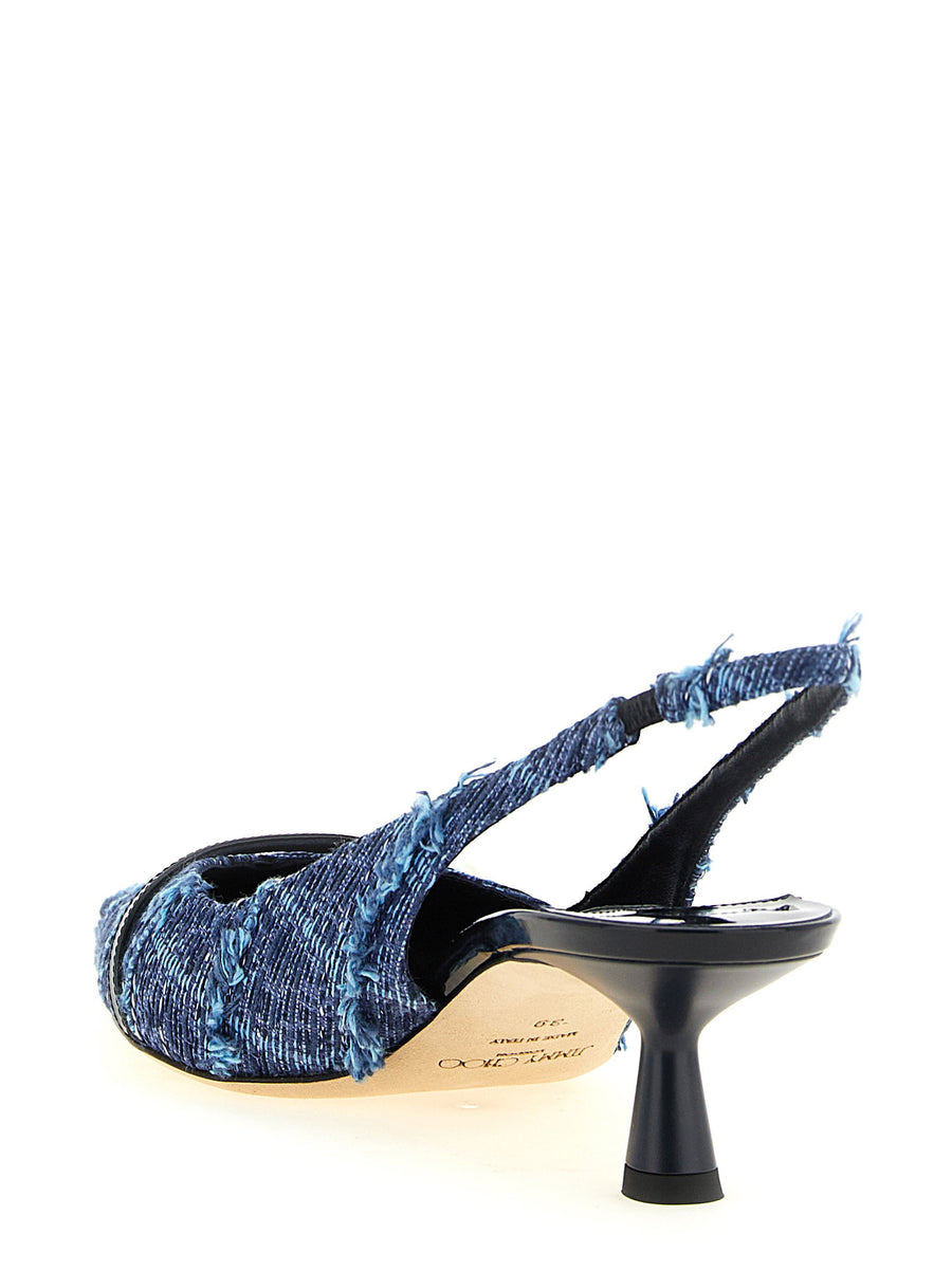 Jimmy Choo Amita Denim Slingback Pump Navy Frayed Edges