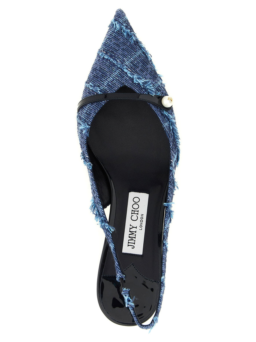 Jimmy Choo Amita Denim Slingback Pump Navy Frayed Edges