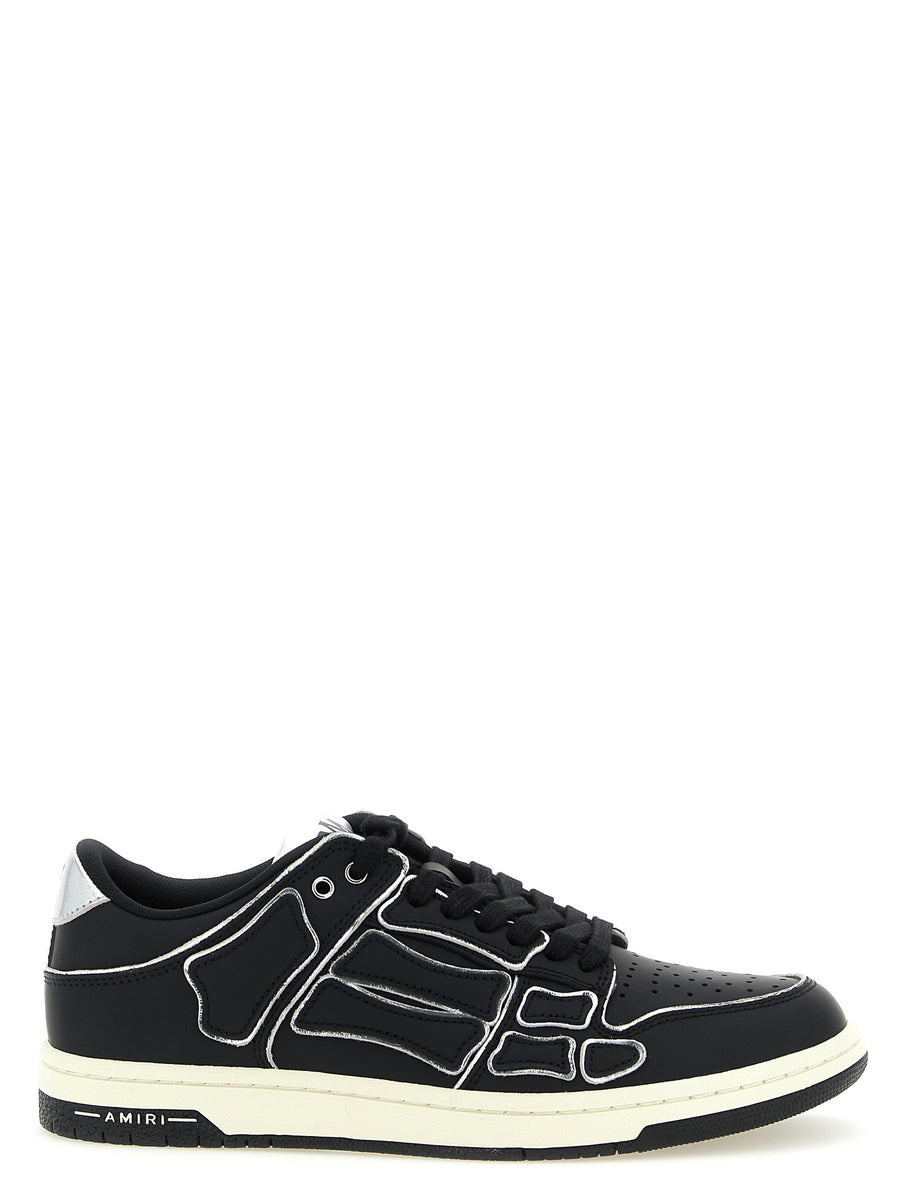 Amiri Skel Top Low Sneakers For Men Black Leather With Bones Detailing Luxury Streetwear