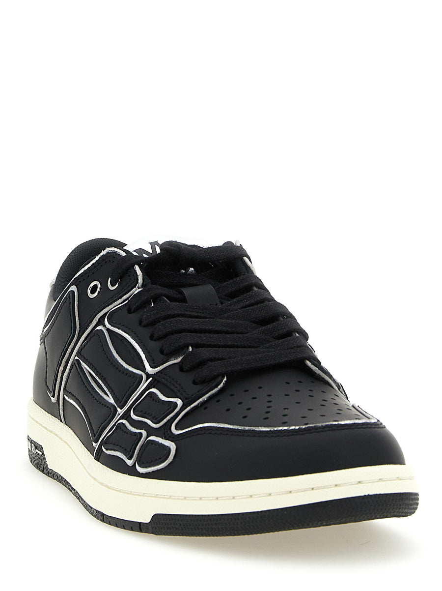 Amiri Skel Top Low Sneakers For Men Black Leather With Bones Detailing Luxury Streetwear