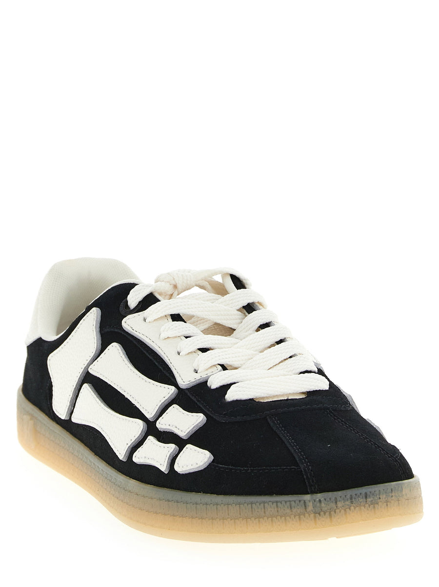 Amiri Pacific Bones Sneaker For Men In Black Premium Calfskin Leather With Transparent Rubber Sole
