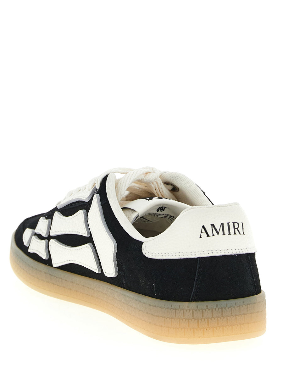 Amiri Pacific Bones Sneaker For Men In Black Premium Calfskin Leather With Transparent Rubber Sole