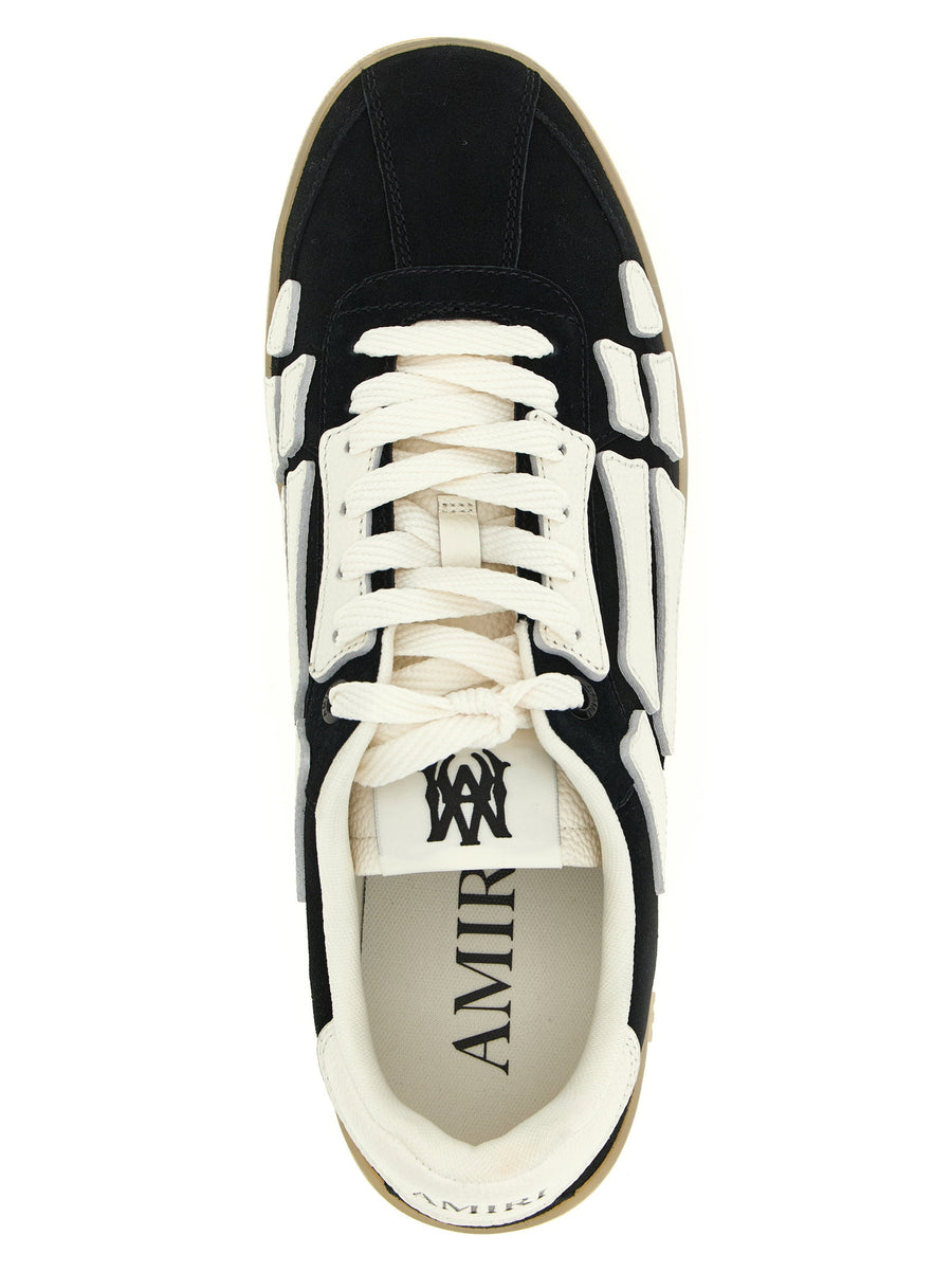 Amiri Pacific Bones Sneaker For Men In Black Premium Calfskin Leather With Transparent Rubber Sole