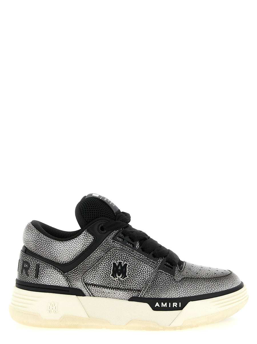 Amiri Ma-1 Sneakers Pebbled Leather Gray Hand Painted Luxury For Men Premium Streetwear Footwear