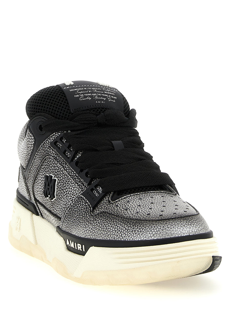 Amiri Ma-1 Sneakers Pebbled Leather Gray Hand Painted Luxury For Men Premium Streetwear Footwear