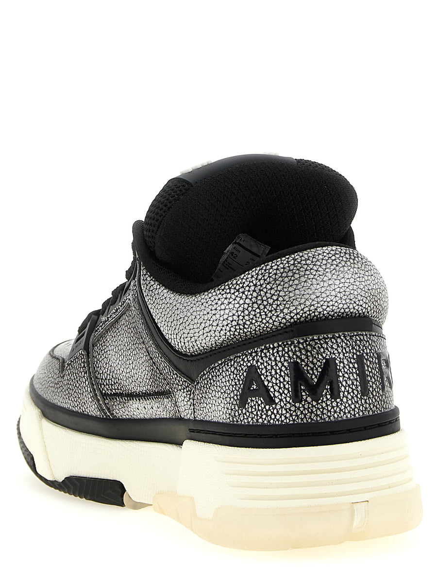 Amiri Ma-1 Sneakers Pebbled Leather Gray Hand Painted Luxury For Men Premium Streetwear Footwear
