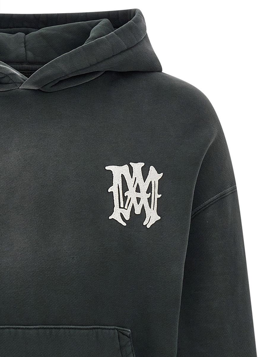 Amiri Hollywood Hoodie For Men Luxury Brished Cotton Sunfaded With Felt Patches Kangaroo Pocket