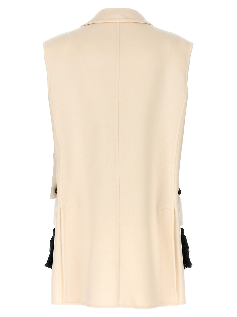 Max Mara Arco Waistcoat Premium Wool Cashmere Vest For Women With Tassel Stud Detail Polished Everyday