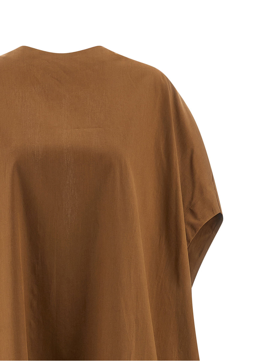 Armarium Nicla Dress Caftan Style Long Dress For Women In Brown Cotton Poplin All Day Comfort Back Tie Pockets