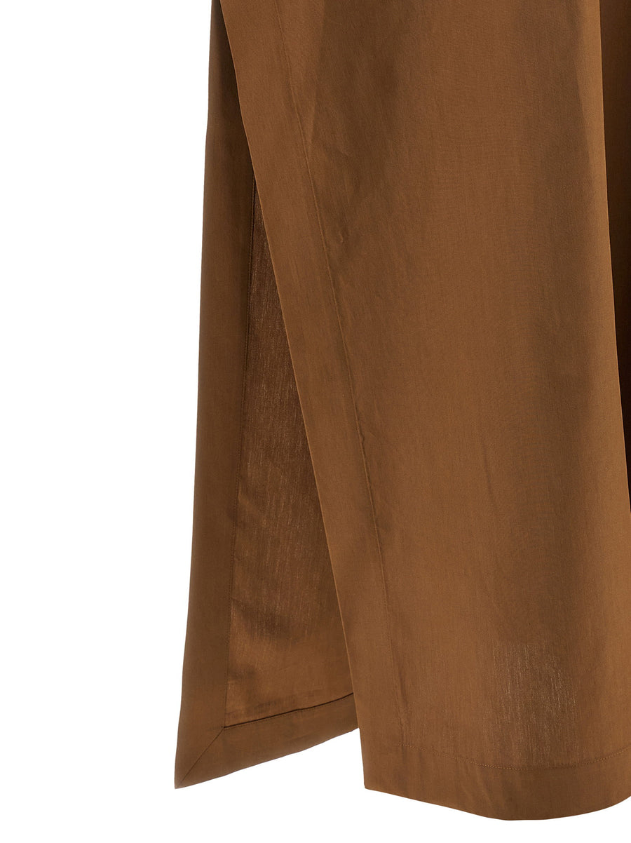 Armarium Nicla Dress Caftan Style Long Dress For Women In Brown Cotton Poplin All Day Comfort Back Tie Pockets