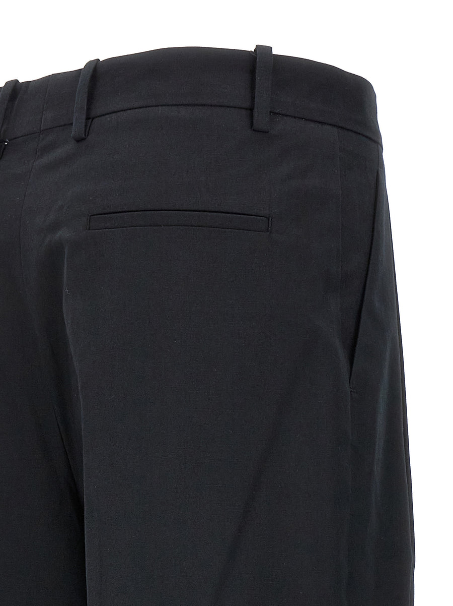 Armarium Giorgia Palazzo Pants for Women High Waist Front Pleats Cotton Linen Blend Wide Leg Day to Night Luxury