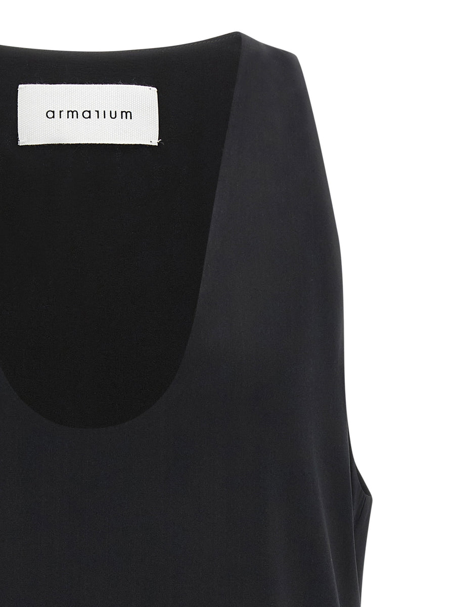 Armarium Silk Satin Bianca Top For Women Deep Front Neckline Day To Night Luxury