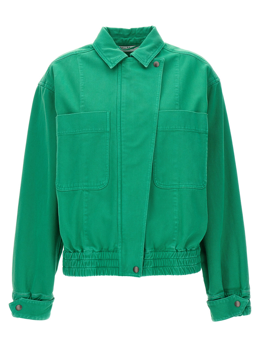 Max Mara Arturo Crop Jacket Green Garment Dyed Cotton Drill For Women Versatile Spring Style