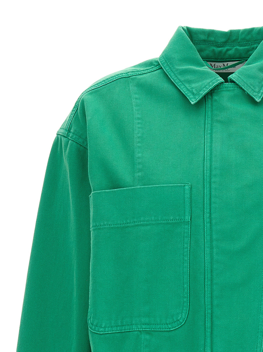 Max Mara Arturo Crop Jacket Green Garment Dyed Cotton Drill For Women Versatile Spring Style