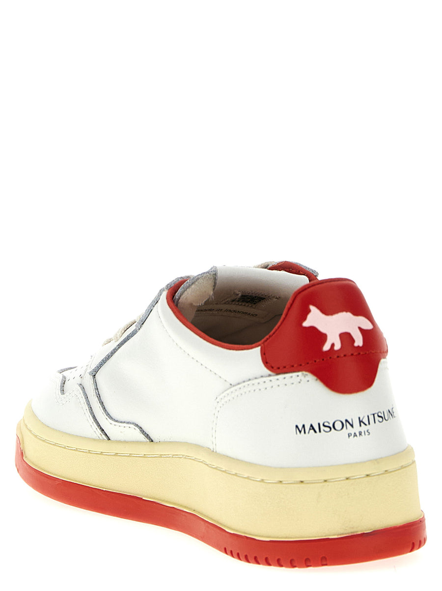 Autry X Maison Kitsuné Medalist Low Sneakers Red Goat Leather Luxury