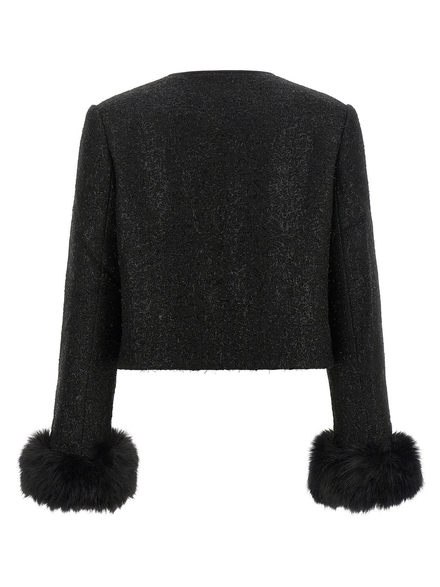 Self-Portrait Bouclé Fur Jacket
