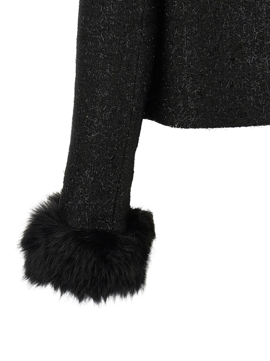 Self-Portrait Bouclé Fur Jacket
