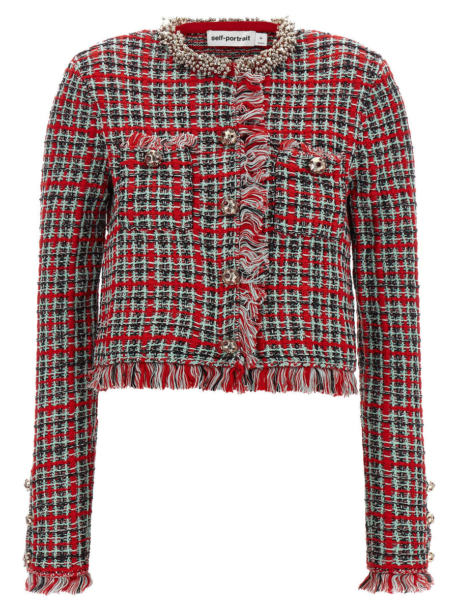 Self-Portrait Fringed Knit Jacket