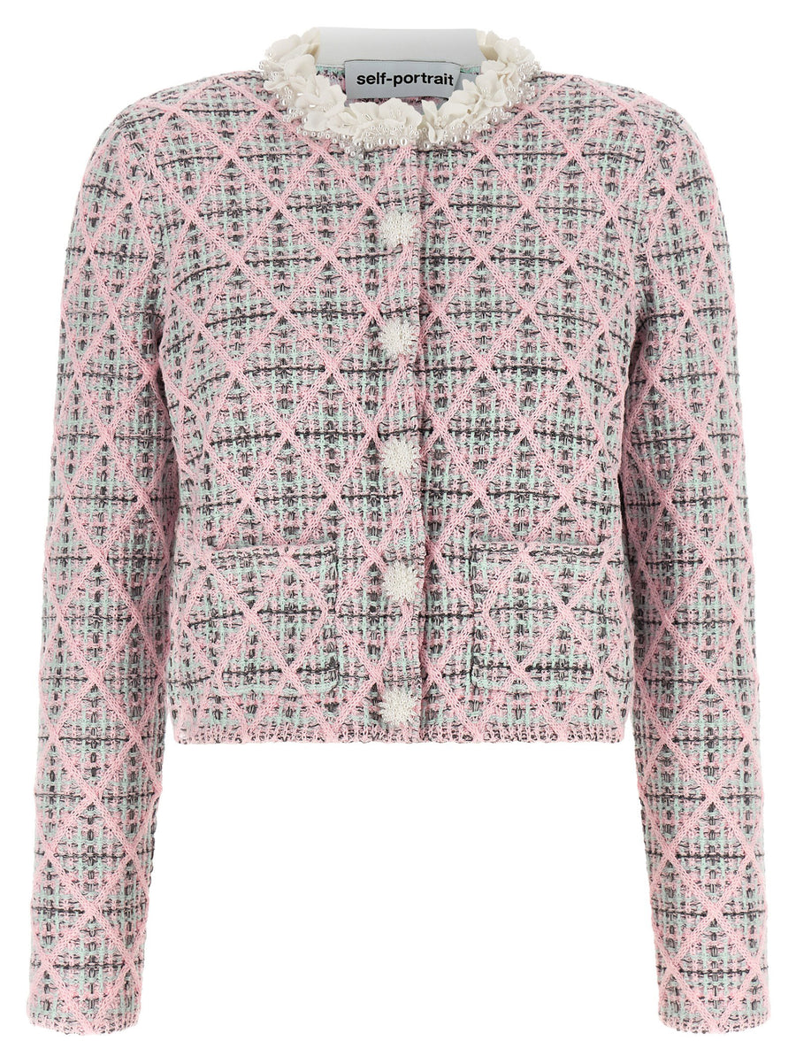 Self-Portrait Floral Collar Cardigan